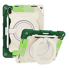 Coque Contour Silicone et Plastique Housse Etui Mat avec Support L10 pour Apple iPad 10.9 (2022) Vert