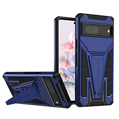 Coque Contour Silicone et Plastique Housse Etui Mat avec Support MQ1 pour Google Pixel 7 5G Bleu