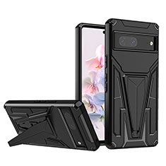 Coque Contour Silicone et Plastique Housse Etui Mat avec Support MQ1 pour Google Pixel 7 5G Noir