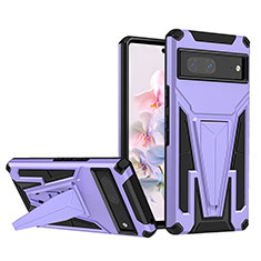 Coque Contour Silicone et Plastique Housse Etui Mat avec Support MQ1 pour Google Pixel 7 5G Violet