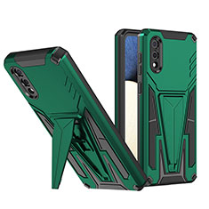 Coque Contour Silicone et Plastique Housse Etui Mat avec Support MQ1 pour Samsung Galaxy A02 Vert