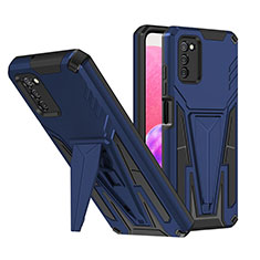 Coque Contour Silicone et Plastique Housse Etui Mat avec Support MQ1 pour Samsung Galaxy A02s Bleu