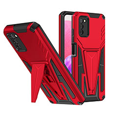 Coque Contour Silicone et Plastique Housse Etui Mat avec Support MQ1 pour Samsung Galaxy A02s Rouge