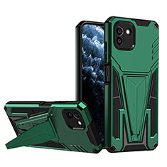 Coque Contour Silicone et Plastique Housse Etui Mat avec Support MQ1 pour Samsung Galaxy A03 Vert