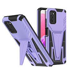 Coque Contour Silicone et Plastique Housse Etui Mat avec Support MQ1 pour Samsung Galaxy A03s Violet