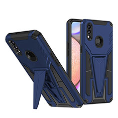 Coque Contour Silicone et Plastique Housse Etui Mat avec Support MQ1 pour Samsung Galaxy A10s Bleu