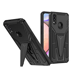 Coque Contour Silicone et Plastique Housse Etui Mat avec Support MQ1 pour Samsung Galaxy A10s Noir