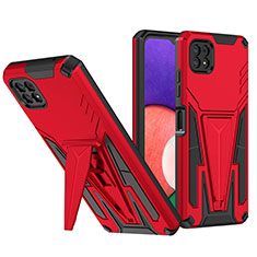 Coque Contour Silicone et Plastique Housse Etui Mat avec Support MQ1 pour Samsung Galaxy A22s 5G Rouge