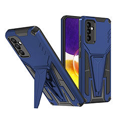 Coque Contour Silicone et Plastique Housse Etui Mat avec Support MQ1 pour Samsung Galaxy A24 4G Bleu