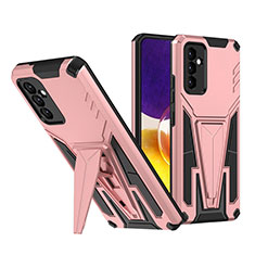 Coque Contour Silicone et Plastique Housse Etui Mat avec Support MQ1 pour Samsung Galaxy A24 4G Or Rose