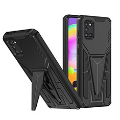 Coque Contour Silicone et Plastique Housse Etui Mat avec Support MQ1 pour Samsung Galaxy A31 Noir