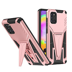 Coque Contour Silicone et Plastique Housse Etui Mat avec Support MQ1 pour Samsung Galaxy A31 Or Rose