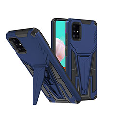 Coque Contour Silicone et Plastique Housse Etui Mat avec Support MQ1 pour Samsung Galaxy A51 5G Bleu