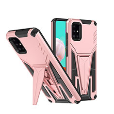 Coque Contour Silicone et Plastique Housse Etui Mat avec Support MQ1 pour Samsung Galaxy A51 5G Or Rose