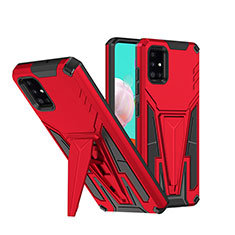 Coque Contour Silicone et Plastique Housse Etui Mat avec Support MQ1 pour Samsung Galaxy A51 5G Rouge