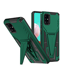 Coque Contour Silicone et Plastique Housse Etui Mat avec Support MQ1 pour Samsung Galaxy A51 5G Vert