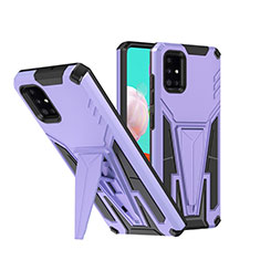 Coque Contour Silicone et Plastique Housse Etui Mat avec Support MQ1 pour Samsung Galaxy A51 5G Violet