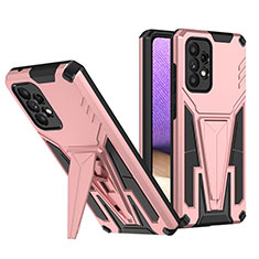 Coque Contour Silicone et Plastique Housse Etui Mat avec Support MQ1 pour Samsung Galaxy A52 4G Or Rose