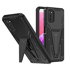 Coque Contour Silicone et Plastique Housse Etui Mat avec Support MQ1 pour Samsung Galaxy F02S SM-E025F Noir