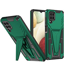 Coque Contour Silicone et Plastique Housse Etui Mat avec Support MQ1 pour Samsung Galaxy F12 Vert