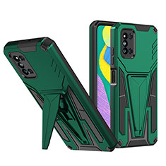 Coque Contour Silicone et Plastique Housse Etui Mat avec Support MQ1 pour Samsung Galaxy F52 5G Vert