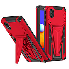 Coque Contour Silicone et Plastique Housse Etui Mat avec Support MQ1 pour Samsung Galaxy M01 Core Rouge