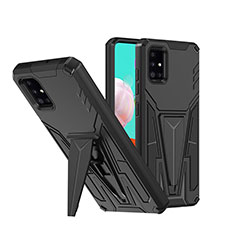 Coque Contour Silicone et Plastique Housse Etui Mat avec Support MQ1 pour Samsung Galaxy M40S Noir