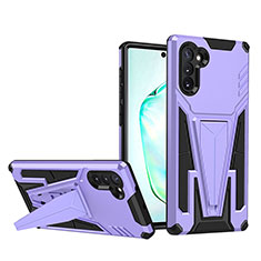 Coque Contour Silicone et Plastique Housse Etui Mat avec Support MQ1 pour Samsung Galaxy Note 10 5G Violet