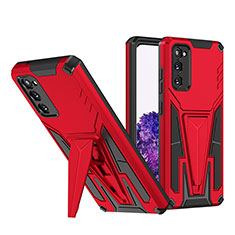 Coque Contour Silicone et Plastique Housse Etui Mat avec Support MQ1 pour Samsung Galaxy S20 5G Rouge