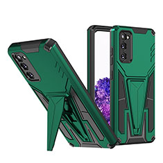 Coque Contour Silicone et Plastique Housse Etui Mat avec Support MQ1 pour Samsung Galaxy S20 5G Vert