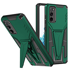 Coque Contour Silicone et Plastique Housse Etui Mat avec Support MQ1 pour Samsung Galaxy S20 Lite 5G Vert