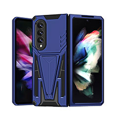 Coque Contour Silicone et Plastique Housse Etui Mat avec Support MQ1 pour Samsung Galaxy Z Fold3 5G Bleu