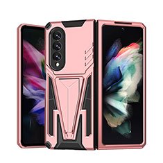 Coque Contour Silicone et Plastique Housse Etui Mat avec Support MQ1 pour Samsung Galaxy Z Fold3 5G Or Rose