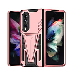 Coque Contour Silicone et Plastique Housse Etui Mat avec Support MQ1 pour Samsung Galaxy Z Fold4 5G Or Rose