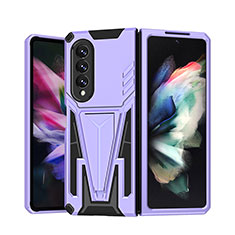 Coque Contour Silicone et Plastique Housse Etui Mat avec Support MQ1 pour Samsung Galaxy Z Fold4 5G Violet