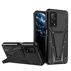 Coque Contour Silicone et Plastique Housse Etui Mat avec Support MQ1 pour Xiaomi Mi 10T Pro 5G Noir