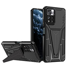 Coque Contour Silicone et Plastique Housse Etui Mat avec Support MQ1 pour Xiaomi Mi 11i 5G (2022) Noir