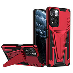 Coque Contour Silicone et Plastique Housse Etui Mat avec Support MQ1 pour Xiaomi Mi 11i 5G (2022) Rouge