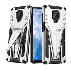 Coque Contour Silicone et Plastique Housse Etui Mat avec Support MQ1 pour Xiaomi Poco M2 Pro Argent