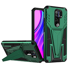 Coque Contour Silicone et Plastique Housse Etui Mat avec Support MQ1 pour Xiaomi Poco M2 Vert