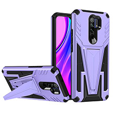 Coque Contour Silicone et Plastique Housse Etui Mat avec Support MQ1 pour Xiaomi Poco M2 Violet