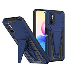 Coque Contour Silicone et Plastique Housse Etui Mat avec Support MQ1 pour Xiaomi POCO M3 Pro 5G Bleu