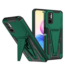 Coque Contour Silicone et Plastique Housse Etui Mat avec Support MQ1 pour Xiaomi POCO M3 Pro 5G Vert