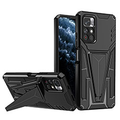 Coque Contour Silicone et Plastique Housse Etui Mat avec Support MQ1 pour Xiaomi Poco M4 Pro 5G Noir