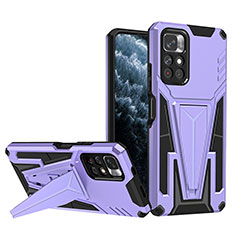 Coque Contour Silicone et Plastique Housse Etui Mat avec Support MQ1 pour Xiaomi Poco M4 Pro 5G Violet