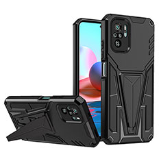 Coque Contour Silicone et Plastique Housse Etui Mat avec Support MQ1 pour Xiaomi Poco M5S Noir