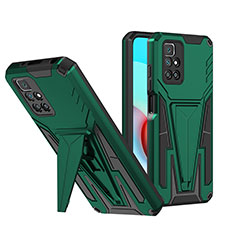 Coque Contour Silicone et Plastique Housse Etui Mat avec Support MQ1 pour Xiaomi Redmi 10 (2022) Vert