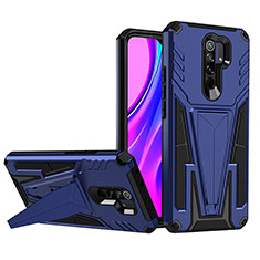 Coque Contour Silicone et Plastique Housse Etui Mat avec Support MQ1 pour Xiaomi Redmi 9 Bleu