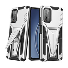 Coque Contour Silicone et Plastique Housse Etui Mat avec Support MQ1 pour Xiaomi Redmi 9 Power Argent