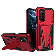 Coque Contour Silicone et Plastique Housse Etui Mat avec Support MQ1 pour Xiaomi Redmi K30S 5G Rouge